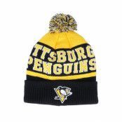 Outerstuff - NHL Svart pom Beanie - Kids Pittsburgh Penguins Puck Pattern Cuffed Black/Yellow Pom @ Hatstore