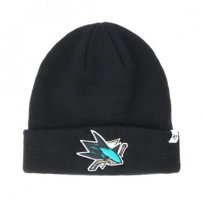 47 Brand - NHL Svart cuff Beanie - San Jose Sharks Raised Knit Black Cuff @ Hatstore