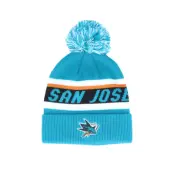 Adidas - NHL Blå pom Beanie - San Jose Sharks Cuffed Knit Green/Black Pom @ Hatstore