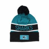 Fanatics - NHL Blå pom Beanie - San Jose Sharks Authentic Pro Game&Train Active Blue/Black Pom @ Hatstore