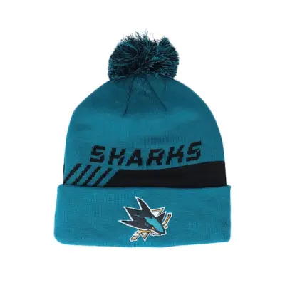 Fanatics - NHL Blå pom Beanie - San Jose Sharks Locker Room Pom Active Blue Pom @ Hatstore