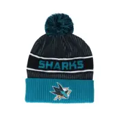 Fanatics - NHL Svart pom Beanie - San Jose Sharks Authentic Pro Locker Room Black/Petrol Pom @ Hatstore