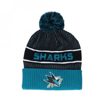 Fanatics - NHL Svart pom Beanie - San Jose Sharks Authentic Pro Locker Room Black/Petrol Pom @ Hatstore