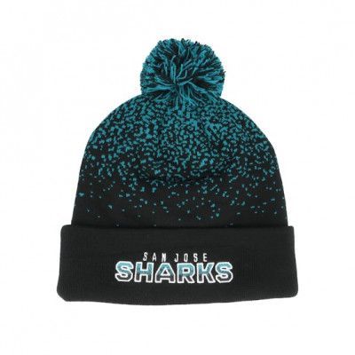 Fanatics - NHL Svart pom Beanie - San Jose Sharks Iconic Gradiant Beanie Active Blue Pom @ Hatstore