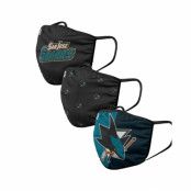 Foco - NHL Svart Mask - San Jose Sharks 3-Pack NHL Black/Teal Face Mask @ Hatstore