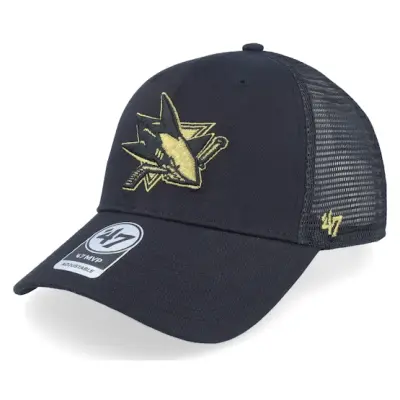 47 Brand - NHL Svart trucker Keps - San Jose Sharks Branson Metallic Mvp Black/Gold Trucker @ Hatstore
