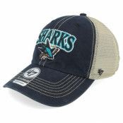 47 Brand - NHL Svart trucker Keps - San Jose Sharks Tuscaloosa Clean Up Dad Cap Vintage Black/Beige Trucker @ Hatstore