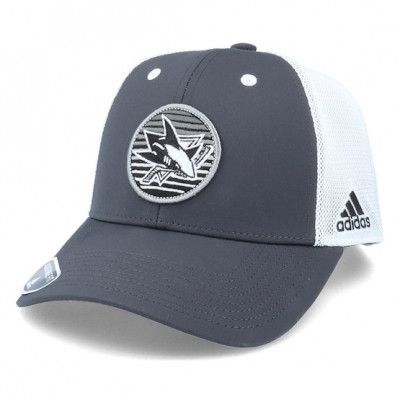 Adidas - NHL Grå trucker Keps - San Jose Sharks Mesh Carbon/White Trucker @ Hatstore