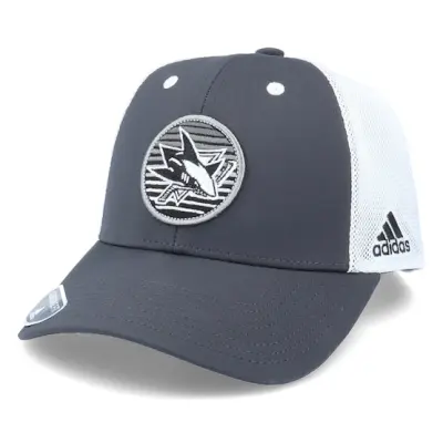 Adidas - NHL Grå trucker Keps - San Jose Sharks Mesh Carbon/White Trucker @ Hatstore