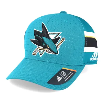 Adidas - NHL Grön flexfit Keps - San Jose Sharks Draft Structured Teal Flexfit @ Hatstore