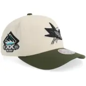 Mitchell&Ness - NHL Beige Keps - Hatstore Exclusive x San Jose Sharks Pro Crown Sand/Green A-Frame @ Hatstore
