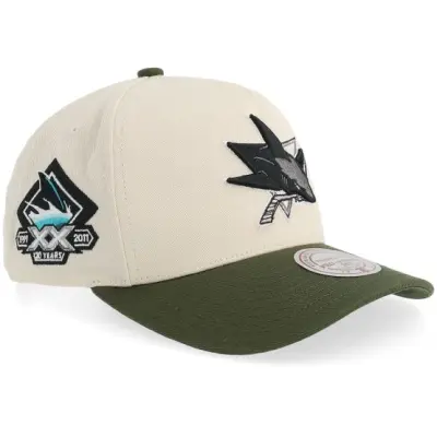 Mitchell&Ness - NHL Beige Keps - Hatstore Exclusive x San Jose Sharks Pro Crown Sand/Green A-Frame @ Hatstore