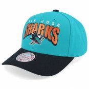 Mitchell&Ness - NHL Blå adjustable Keps - San Jose Sharks Boom Text Pro Teal/Black Adjustable @ Hatstore