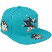 Mitchell&Ness - NHL Blå fitted Keps - San Jose Sharks Vintage Teal Fitted @ Hatstore