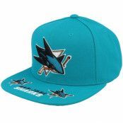 Mitchell&Ness - NHL Blå snapback Keps - San Jose Sharks Vintage Hat Trick Teal Snapback @ Hatstore