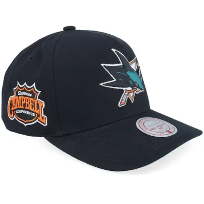 Mitchell&Ness - NHL Svart adjustable Keps - San Jose Sharks NHL Nostalgic 2.0 Pro Crown Black A-frame Adjustable @ Hatstore