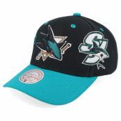 Mitchell&Ness - NHL Svart adjustable Keps - San Jose Sharks Overbite Pro Black/Teal Adjustable @ Hatstore