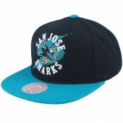 Mitchell&Ness - NHL Svart snapback Keps - San Jose Sharks Circle Splash Black/Teal Snapback @ Hatstore