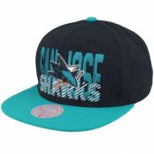 Mitchell&Ness - NHL Svart snapback Keps - San Jose Sharks Cross Check Black Snapback @ Hatstore