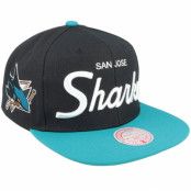 Mitchell&Ness - NHL Svart snapback Keps - San Jose Sharks Vintage Script Black/Teal Snapback @ Hatstore