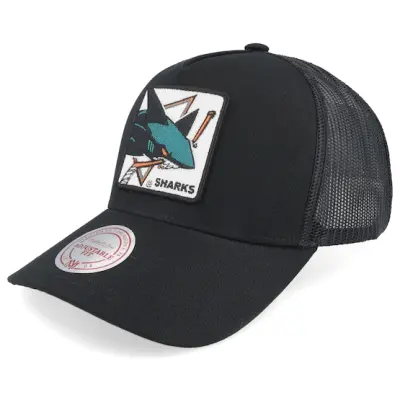 Mitchell&Ness - NHL Svart trucker Keps - Hatstore Exclusive x San Jose Sharks In Your Face Black A-frame Trucker @ Hatstore