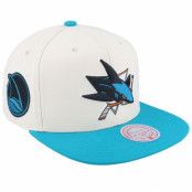 Mitchell&Ness - NHL Vit snapback Keps - San Jose Sharks Vintage Off White/Teal Snapback @ Hatstore