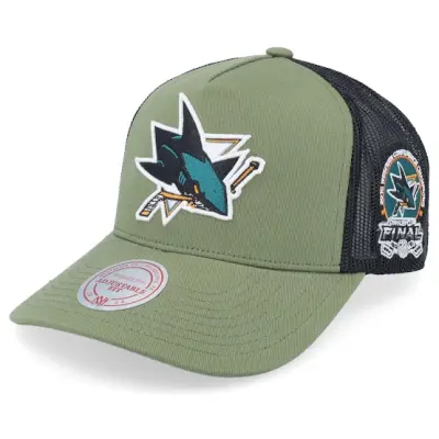 New Era - NHL Grön trucker Keps - Hatstore Exclusive x San Jose Sharks Finals Olive/Black A-Frame Trucker @ Hatstore