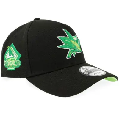 New Era - NHL Svart adjustable Keps - Hatstore Exclusive x San Jose Sharks 9FORTY 20 Black/Lime Green A-frame Adjustable @ Hatstore