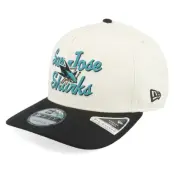 New Era - NHL Vit adjustable Keps - San Jose Sharks 9FIFTY Chainstitch Chrome White/Black A-Frame Adjustable @ Hatstore