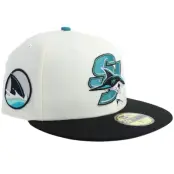 New Era - NHL Vit fitted Keps -"Hatstore Exclusive x San Jose Sharks 59FIFTY Chrome/Black Fitted"@ Hatstore