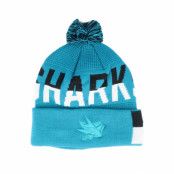 Outerstuff - NHL Blå pom Beanie - Kids San Jose Sharks Face-off Jacquard Knit Teal Pom @ Hatstore