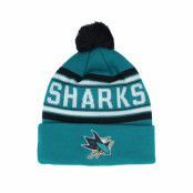 Outerstuff - NHL Blå pom Beanie - Kids San Jose Sharks Jacquard Cuffed Knit Teal Pom @ Hatstore