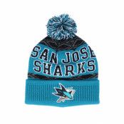 Outerstuff - NHL Blå pom Beanie - Kids San Jose Sharks Puck Pattern Cuffed Teal/Black Pom @ Hatstore