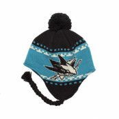 Reebok - NHL Svart pom Beanie - San Jose Sharks Faceoff Tassle Knit Pom @ Hatstore