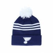 Adidas - NHL Blå pom Beanie - St. Louis Blues 3-Stripe Cuffed Dark Blue Pom @ Hatstore