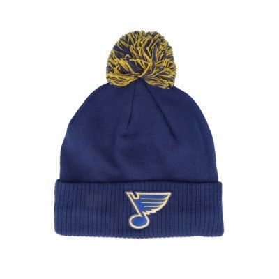 Adidas - NHL Blå pom Beanie - St. Louis Blues NHL Cuff Beanie Navy Blue Pom @ Hatstore