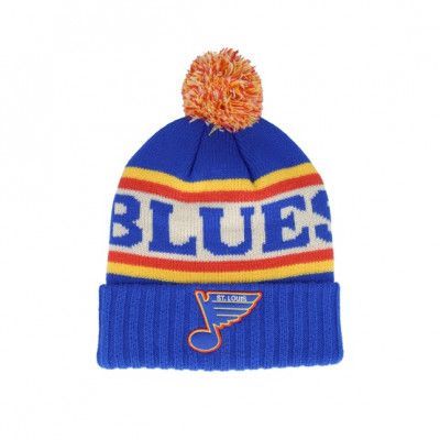 American Needle - NHL Blå pom Beanie - St. Louis Blues Pillow Line Royal/Ivory/Yellow Pom @ Hatstore