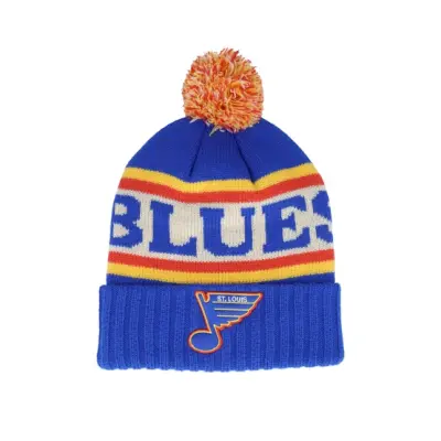 American Needle - NHL Blå pom Beanie - St. Louis Blues Pillow Line Royal/Ivory/Yellow Pom @ Hatstore