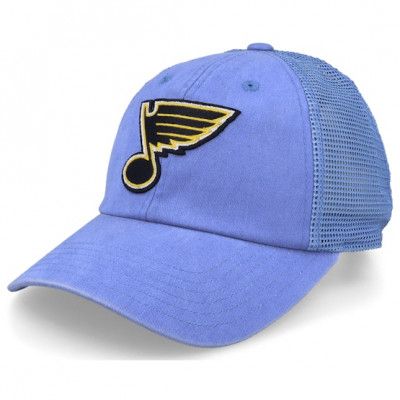 American Needle - NHL Blå trucker Keps - St. Louis Blues Raglan Bones Faded Blue Trucker @ Hatstore
