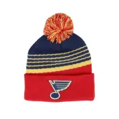 Mitchell&Ness - NHL Röd pom Beanie - St. Louis Blues Stripe Knit Blue/Red Pom @ Hatstore