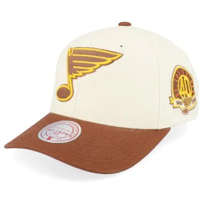 Mitchell&Ness - NHL Vit adjustable Keps - Hatstore Exclusive x St. Louis Blues Grand Suede Cream/Brown Adjustable @ Hatstore