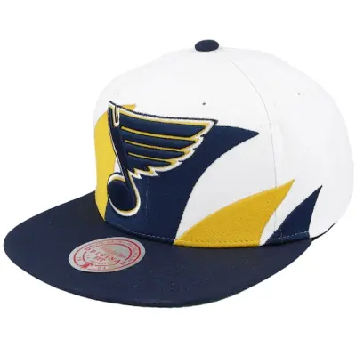 Mitchell&Ness - NHL Vit snapback Keps - St. Louis Blues Vintage Sharktooth White/Navy Snapback @ Hatstore