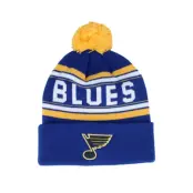 Outerstuff - NHL Blå pom Beanie - Kids St. Louis Blues Jacquard Cuff Beanie Blue/Yellow Pom @ Hatstore