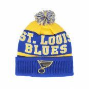 Outerstuff - NHL Blå pom Beanie - Kids St. Louis Blues Puck Pattern Cuffed Blue/Yellow Pom @ Hatstore