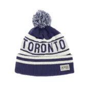 CCM - NHL Blå pom Beanie - Toronto Maple Leafs Fleeced Knit Ad Dark Blue/White Pom @ Hatstore