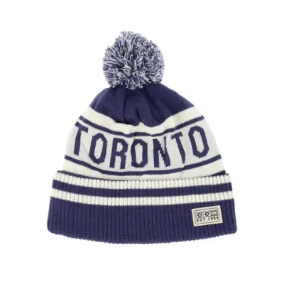 CCM - NHL Blå pom Beanie - Toronto Maple Leafs Fleeced Knit Ad Dark Blue/White Pom @ Hatstore