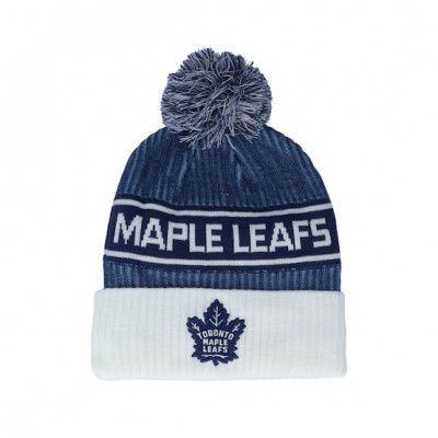 Fanatics - NHL Blå pom Beanie - Toronto Maple Leafs Authentic Pro Locker Room Blue/White Pom @ Hatstore