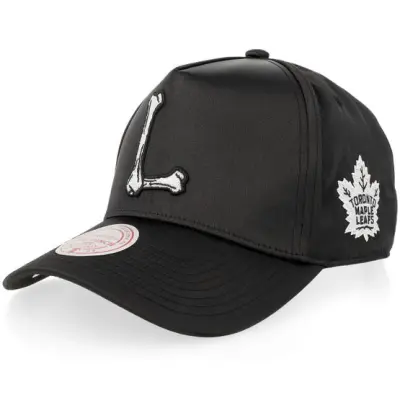 Mitchell&Ness - NHL Svart adjustable Keps - Toronto Maple Leafs Bone Letter Satin Black A-Frame Adjustable @ Hatstore
