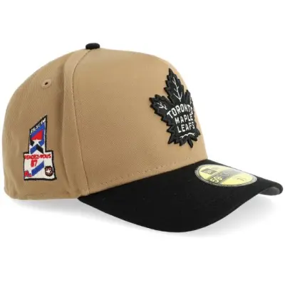 New Era - NHL Beige fitted Keps - Hatstore Exclusive x Toronto Maple Leafs 59FIFTY Curve Sanded Twill Khaki/Black A-Frame Fitted @ Hatstore
