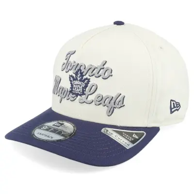 New Era - NHL Vit adjustable Keps - Toronto Maple Leafs 9FIFTY Chainstitch Chrome White/Navy A-Frame Adjustable @ Hatstore
